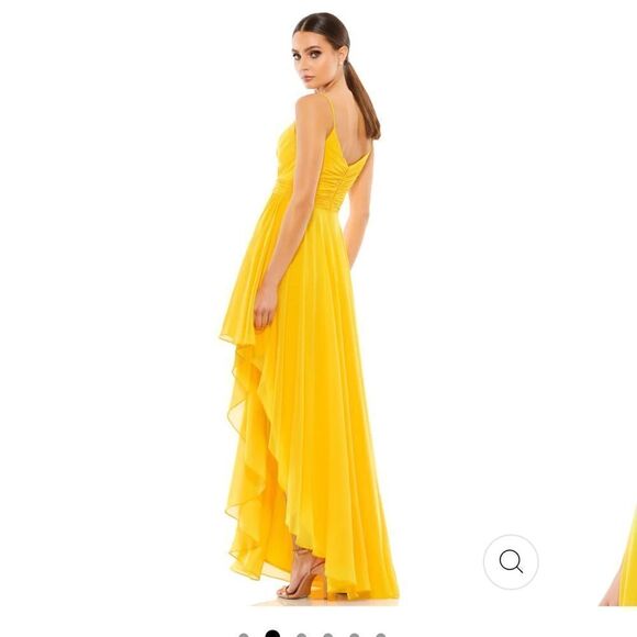 Ieena for Mac Duggal Marigold Chiffon High Low Cocktail Dress | Size 8 - Picture 6 of 13